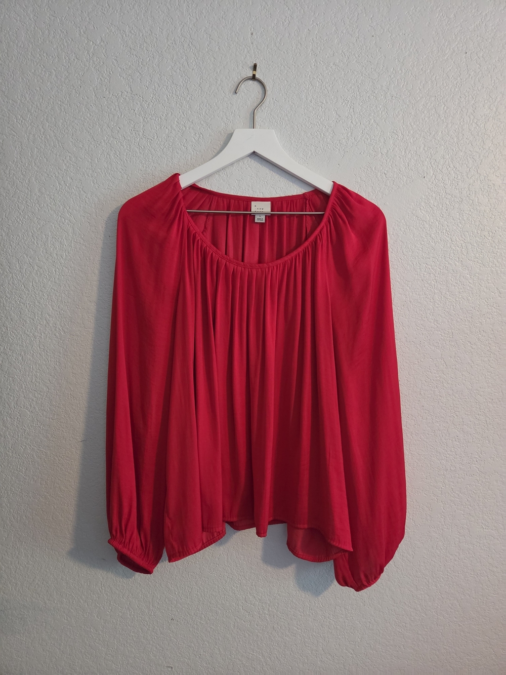 a new day Bright Red Long-Sleeve Peasant Blouse